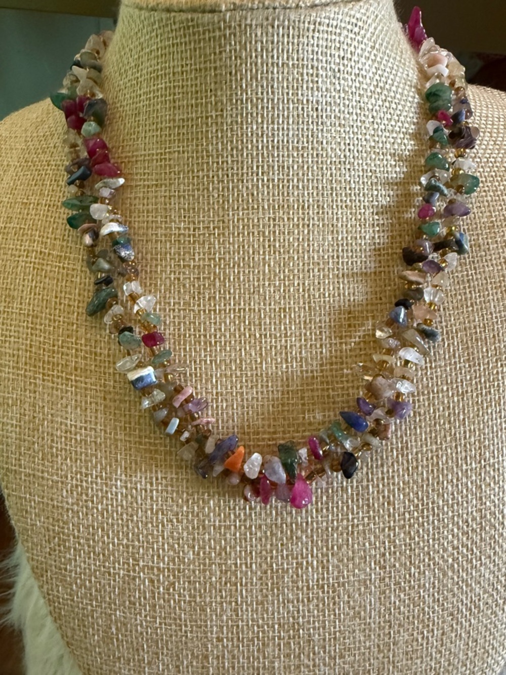 Stunning Long Gemstone Chip Necklace